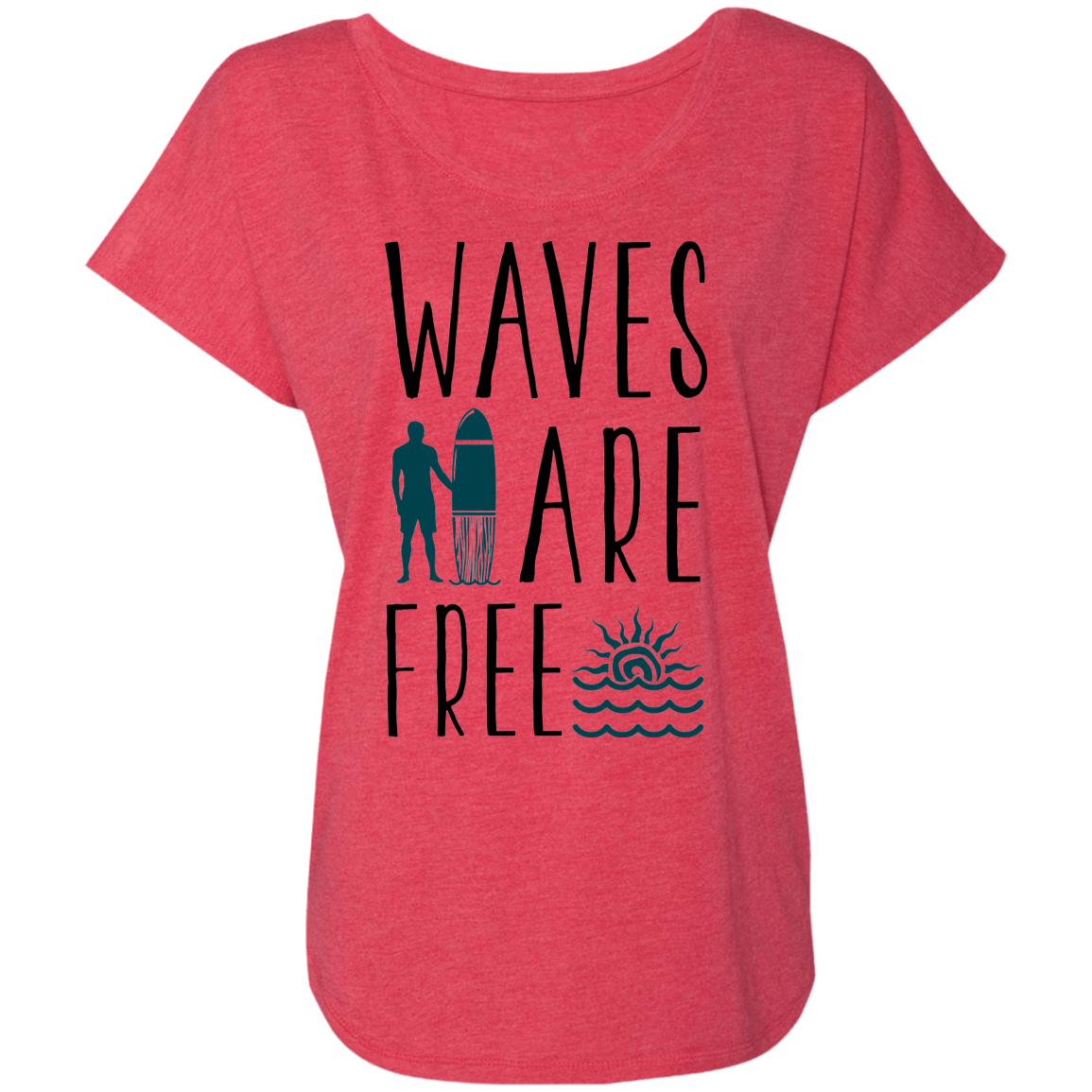 Waves Are Free Beach Surfing Women's Dolman Sleeve