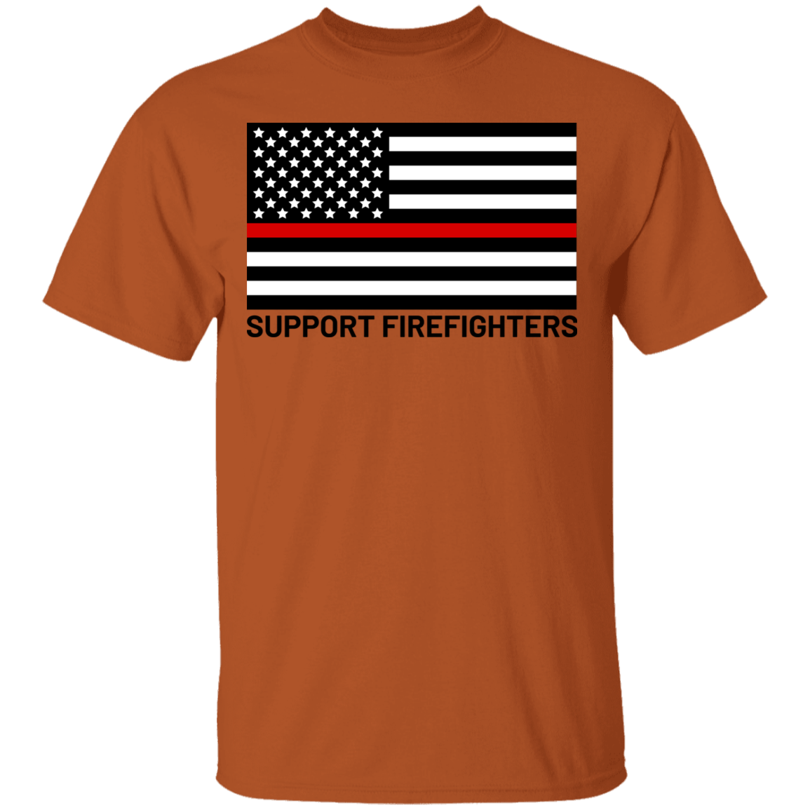Support Firefighters Red Line American Flag T-Shirt