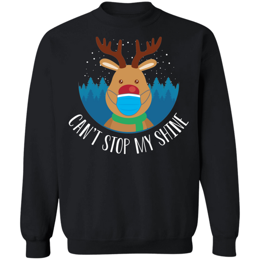 Can't Stop My Shine Shiny Nosed Reindeer Christmas Crewneck Sweatshirt