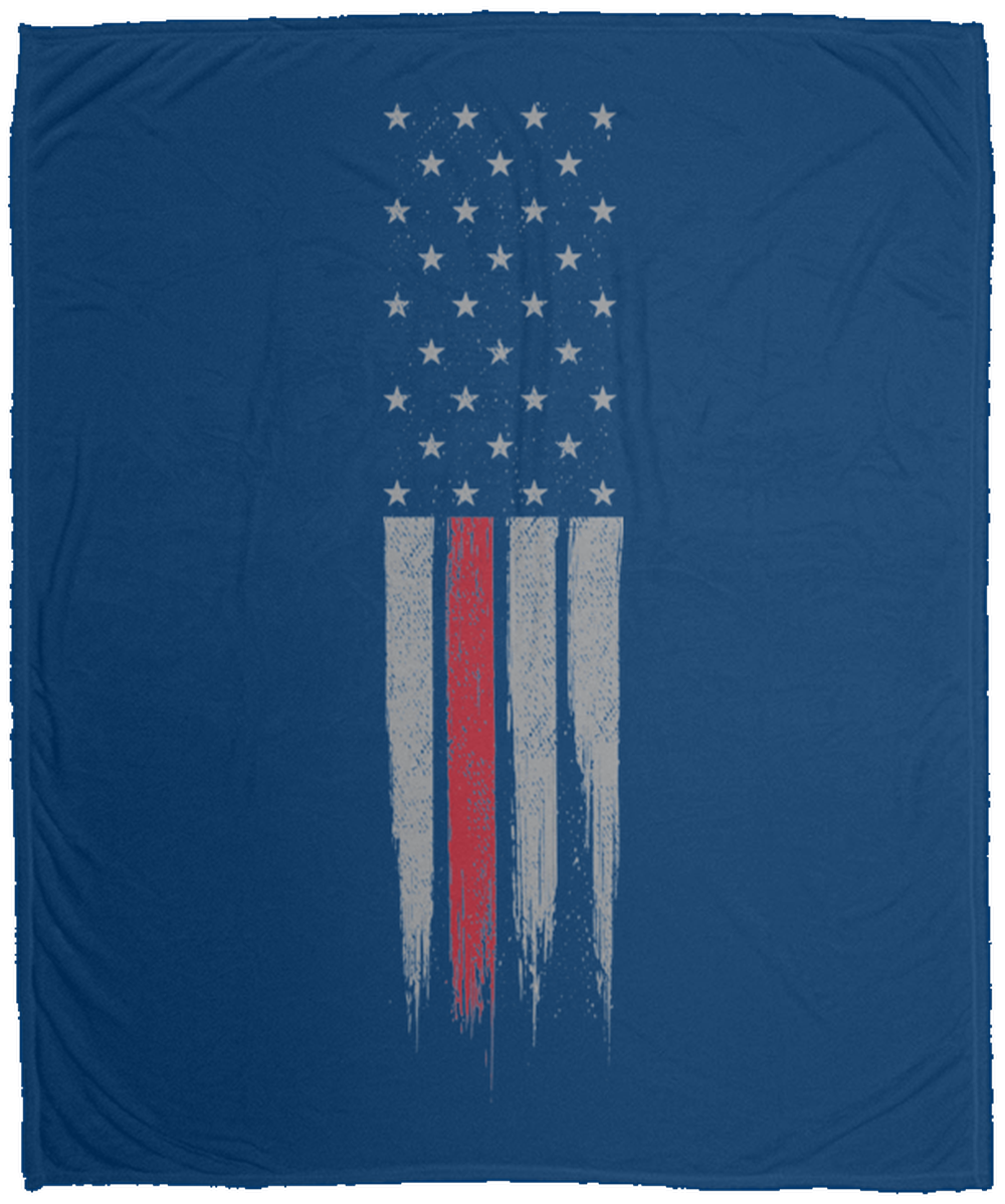 Firefighter Thin Red Line American Flag Fleece Blanket - 50x60