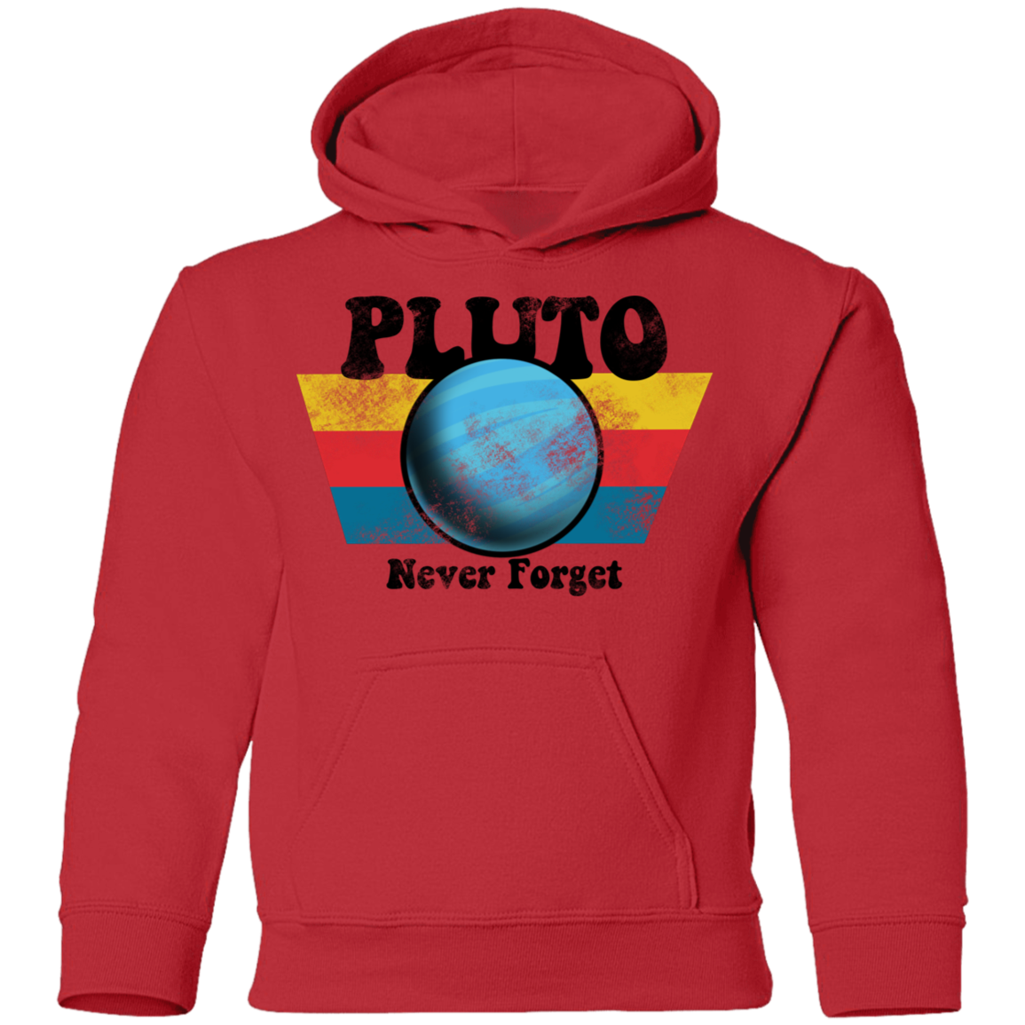Youth Space Planet Pluto Vintage 80s Pullover Hoodie