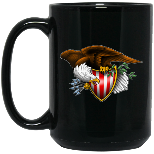 776 Eagle With Shield 15 oz. Black Coffee Mug