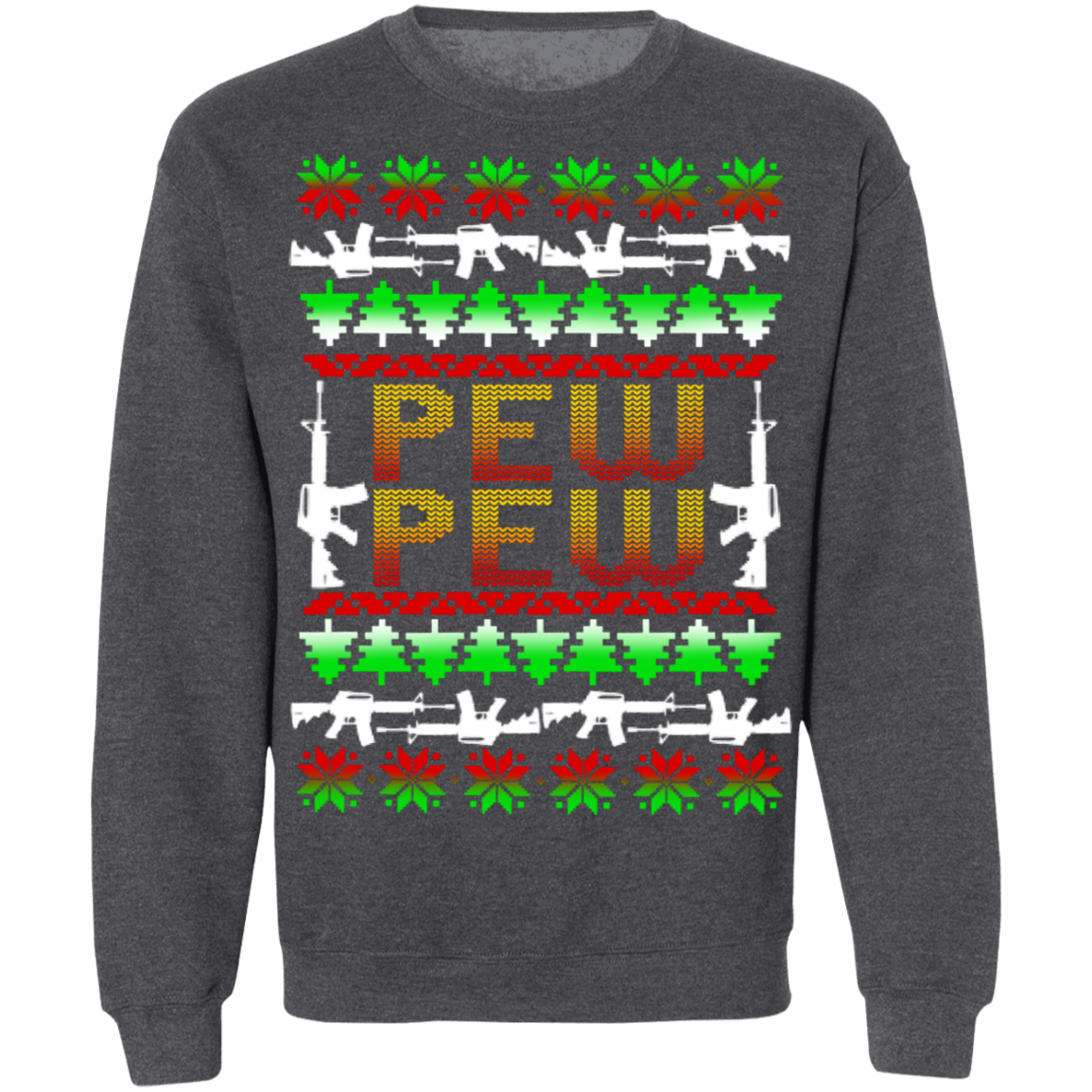 Pew Pew Rifle Firearm Freedom Patriot Ugly Christmas Crewneck Sweatshirt