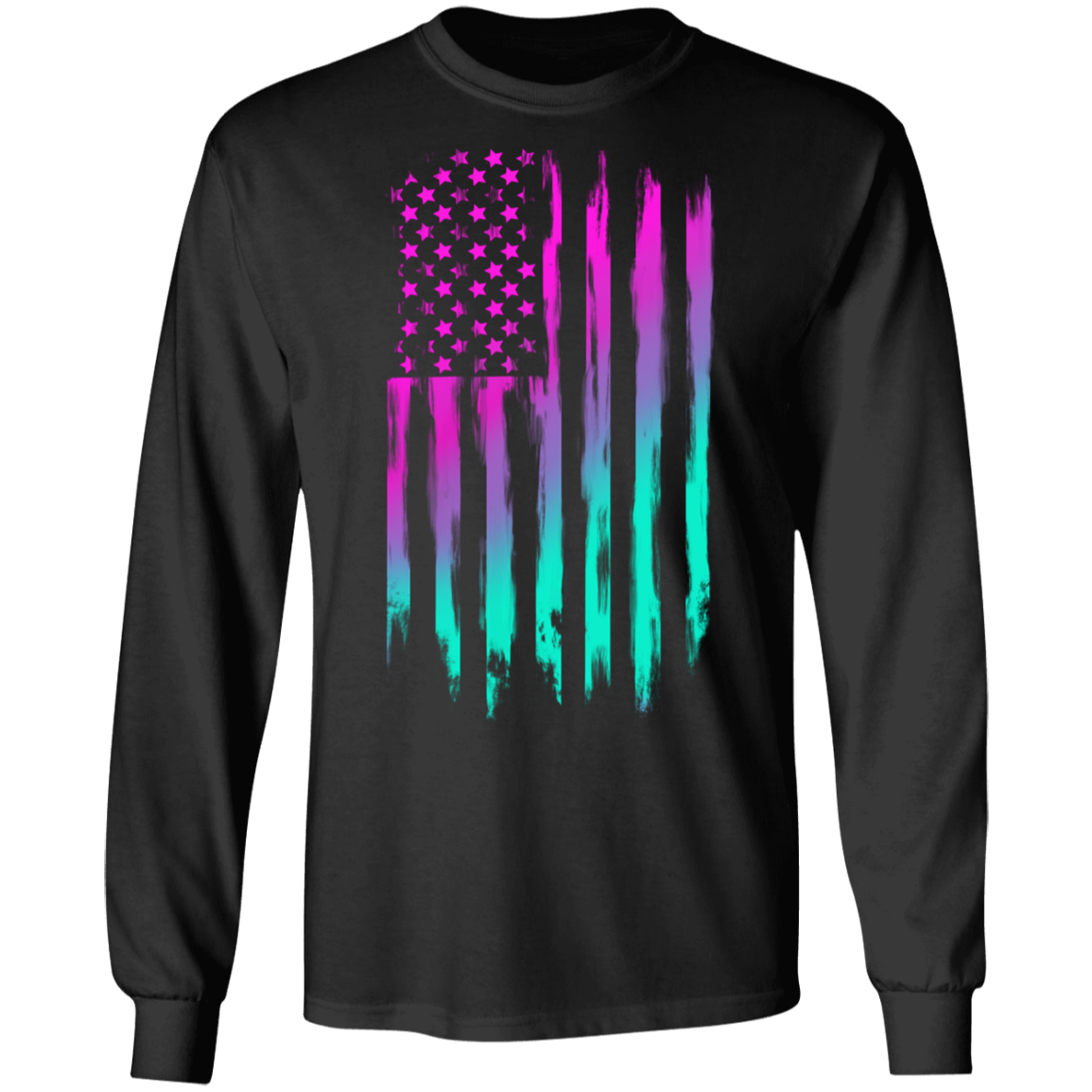 American Flag 80's Retro Long Sleeve T-Shirt