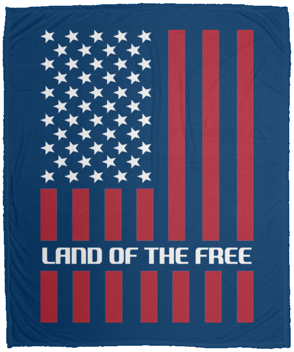 Land Of The Free American Flag Patriot Fleece Blanket - 50x60