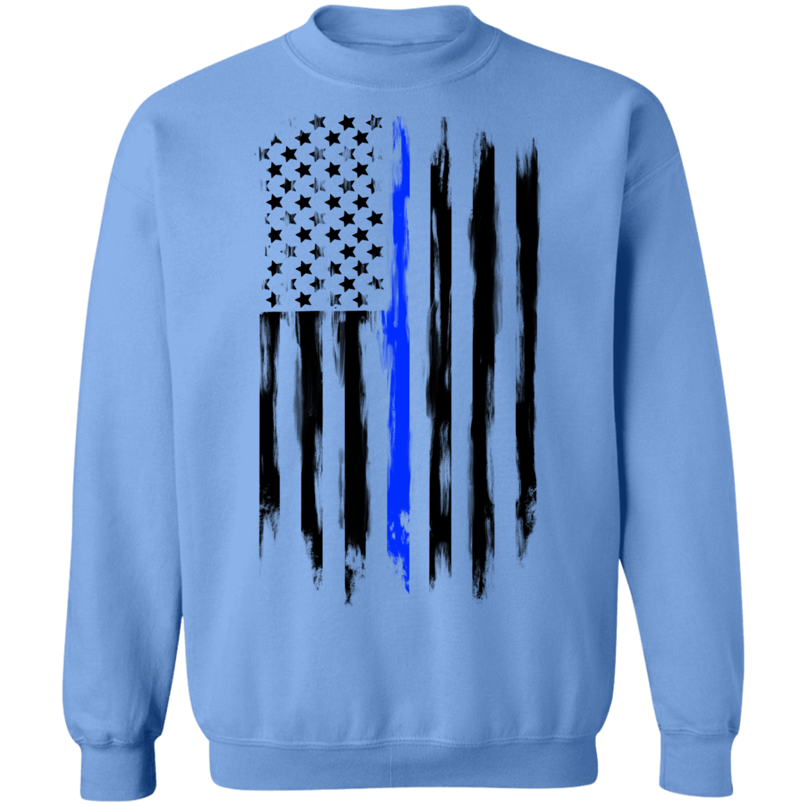Law Enforcement Thin Blue Line American Flag Crewneck Sweatshirt