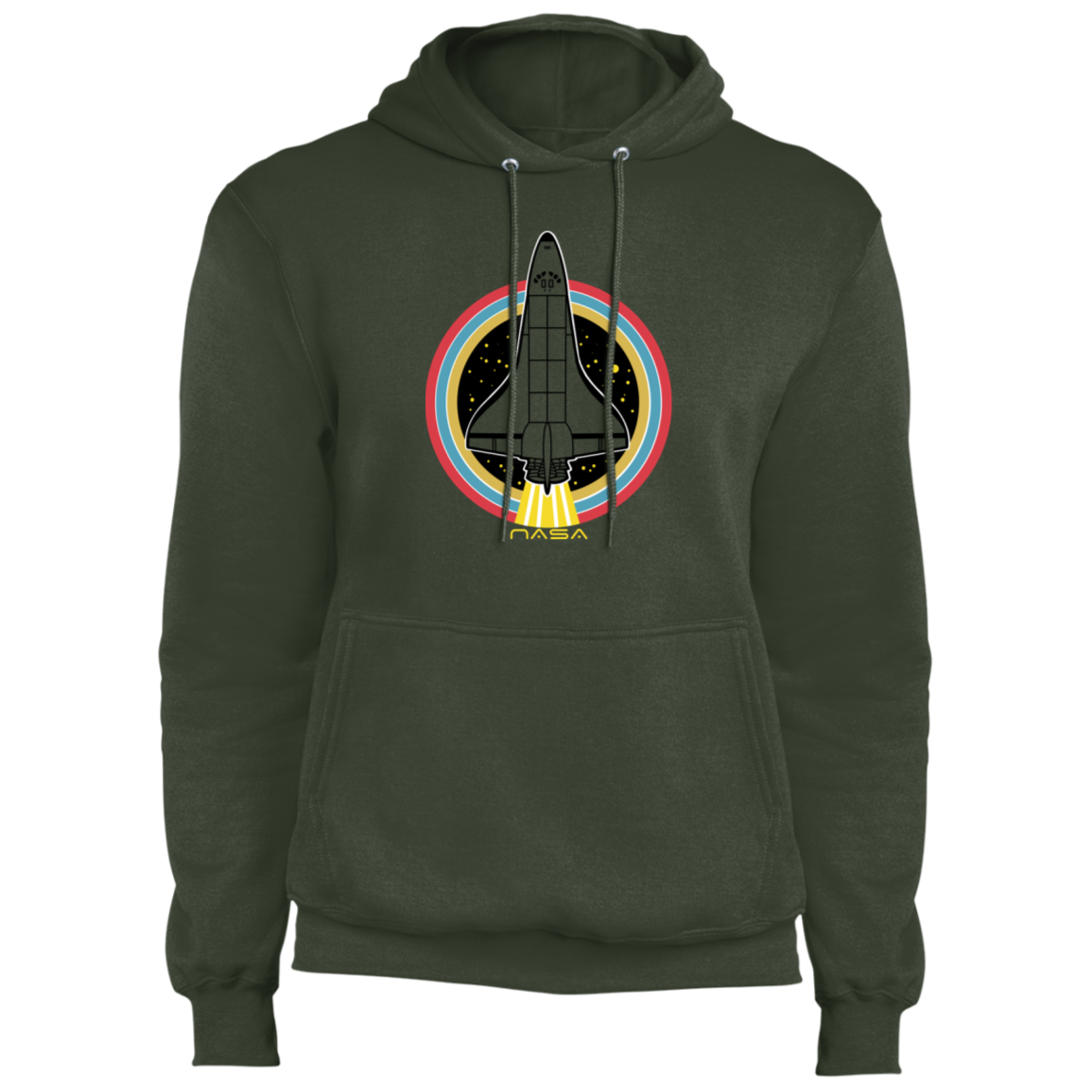 Men's Retro Space Ship Fleece Pullover Hoodie