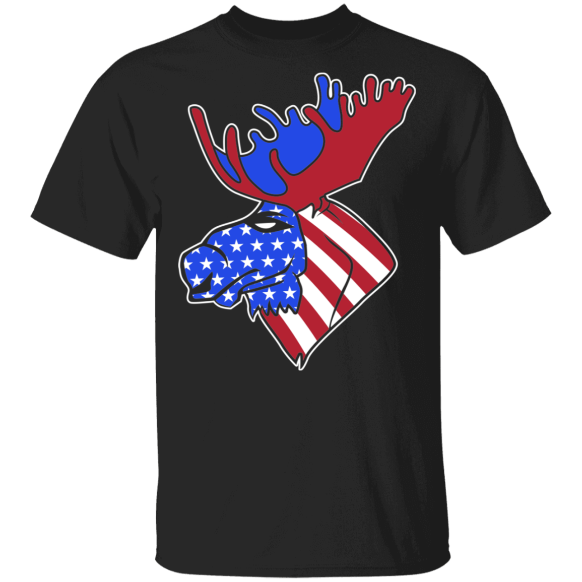 Moose American Flag USA T-Shirt