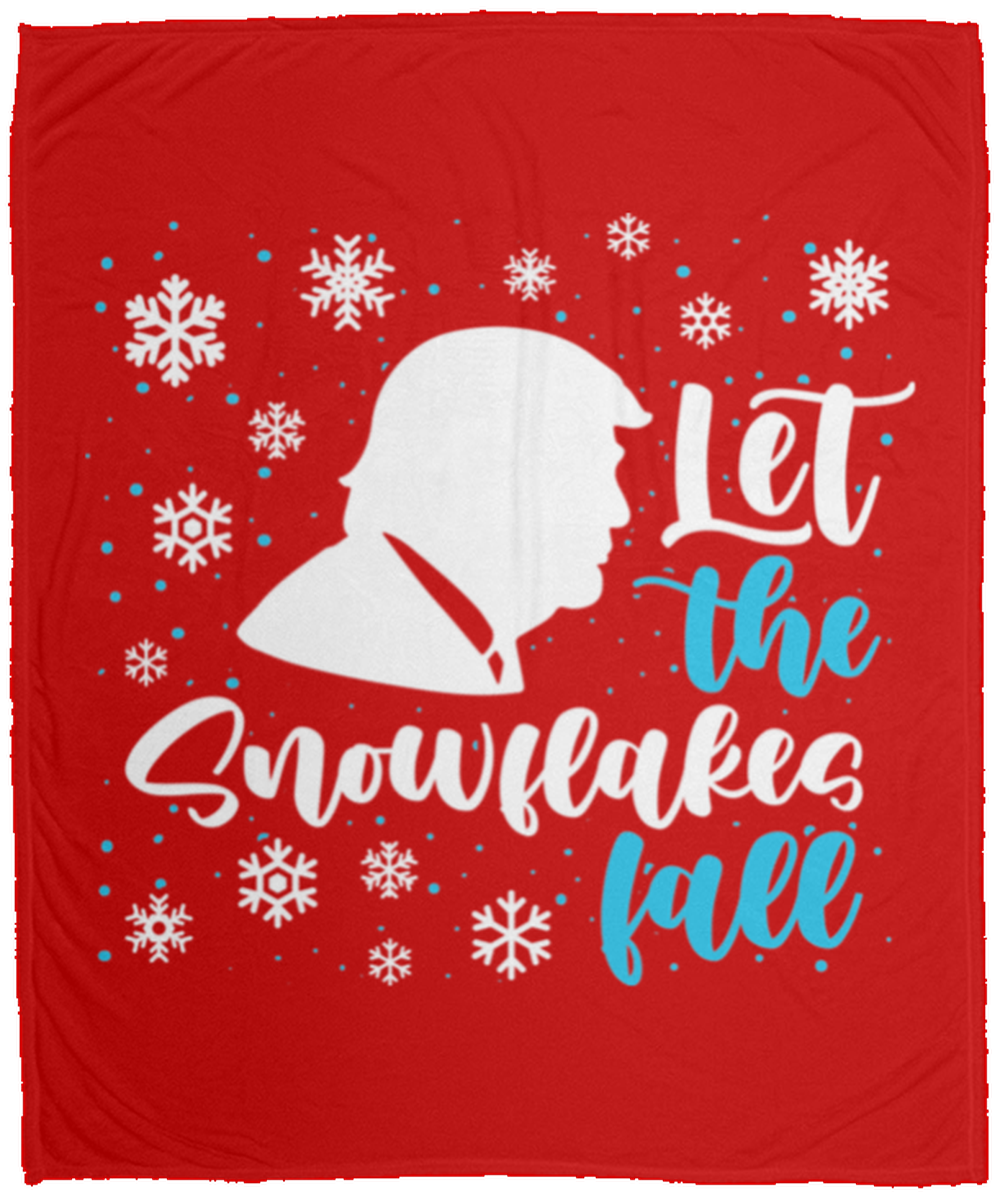 Let The Snowflakes Fall Trump Christmas Fleece Blanket - 50x60