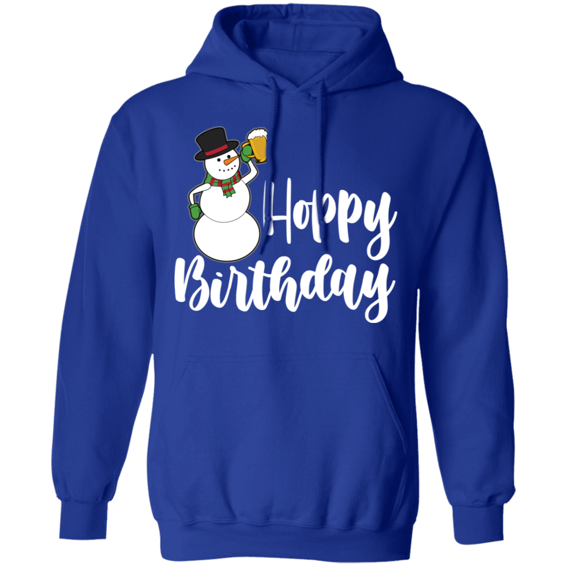 Hoppy Birthday Snowman Beer Funny Christmas Pullover Hoodie