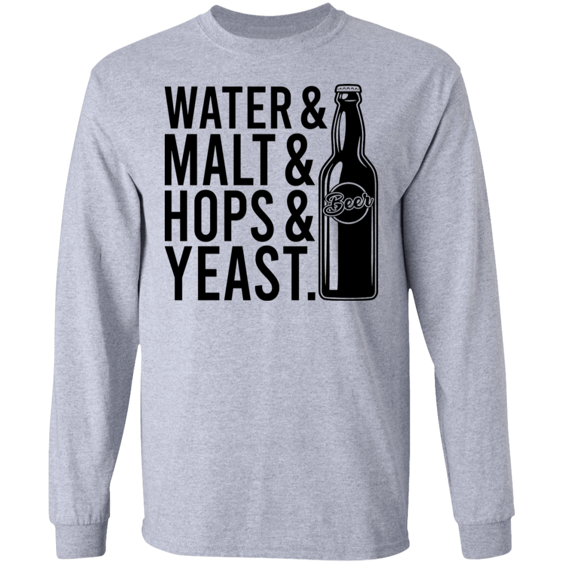 Water & Malt & Hops & Yeast Beer Drinking Long Sleeve T-Shirt