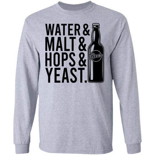 Water & Malt & Hops & Yeast Beer Drinking Long Sleeve T-Shirt