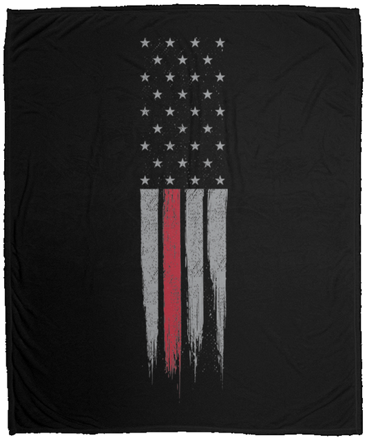 Firefighter Thin Red Line American Flag Fleece Blanket - 50x60