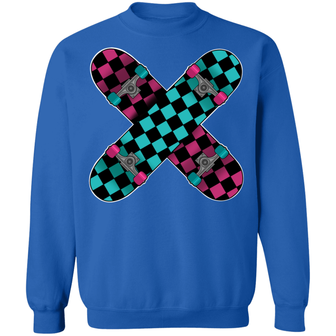 Retro 80's Checkered Skateboards Skateboarding Crewneck Sweatshirt