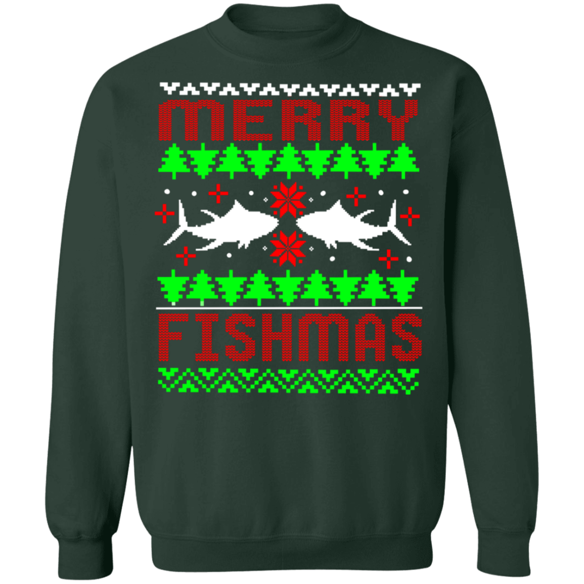 Merry Fishmas Saltwater Ugly Christmas Crewneck Sweatshirt