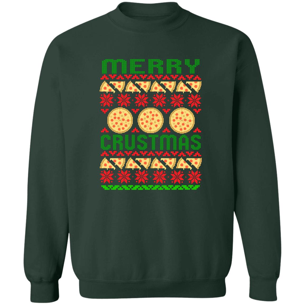 Merry Crustmas Pizza Funny Christmas Crewneck Sweatshirt