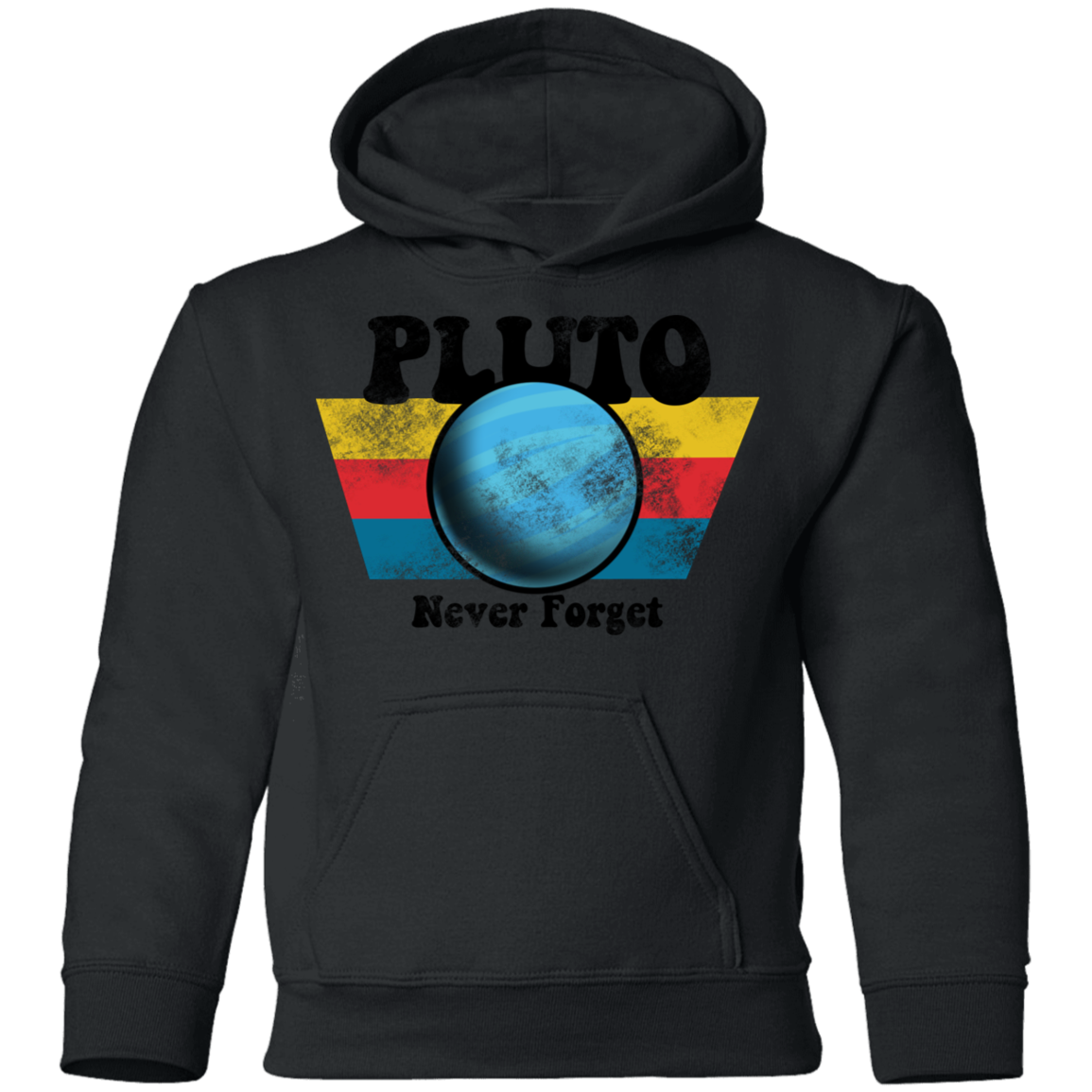 Youth Space Planet Pluto Vintage 80s Pullover Hoodie