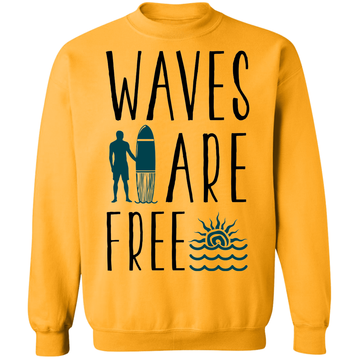 Waves Are Free Surfing Crewneck Sweatshirt