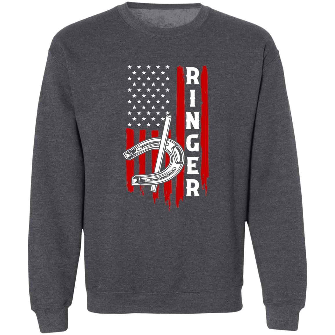 Ringer Horseshoe American Flag Crewneck Sweatshirt