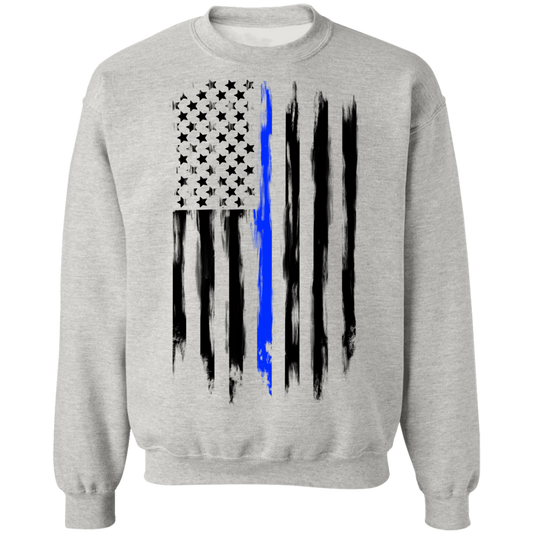 Law Enforcement Thin Blue Line American Flag Crewneck Sweatshirt