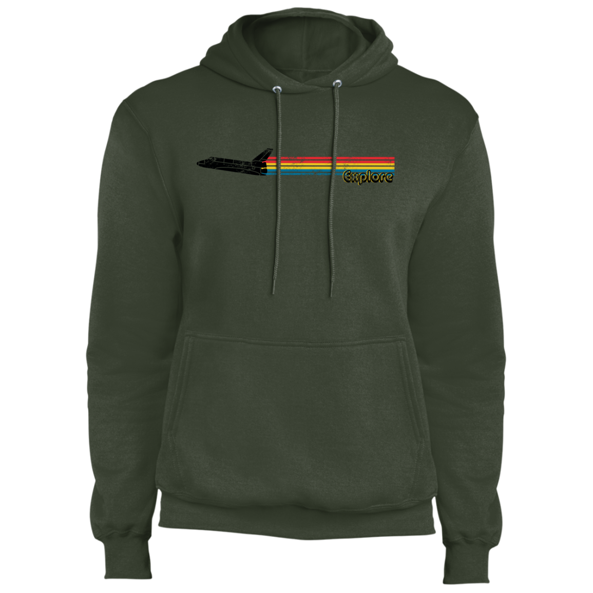 Men's Space Rocket Ship Explorer Fleece Pullover Hoodie