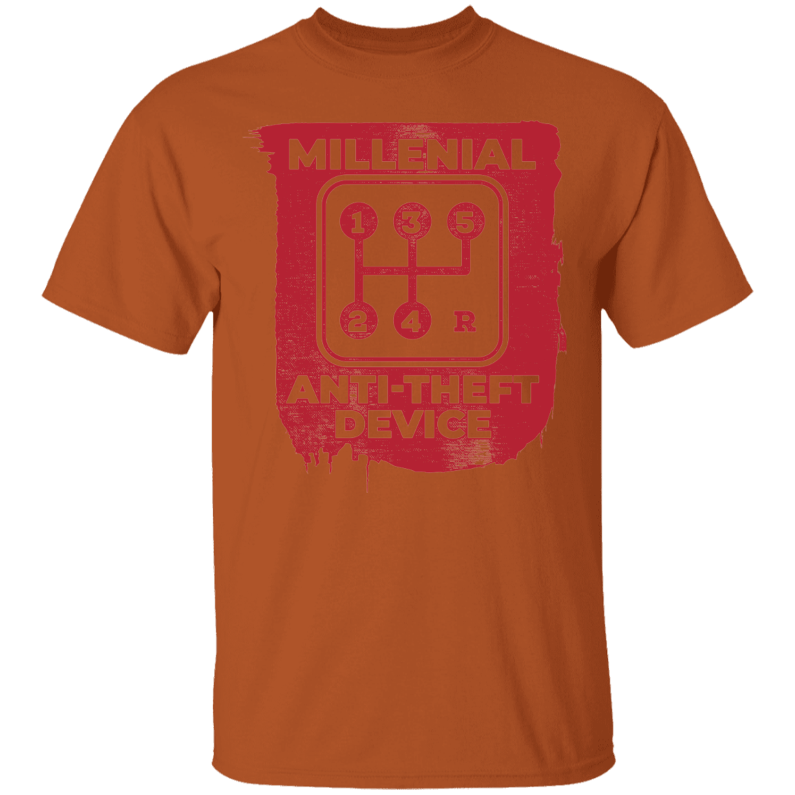 Millennial Anti-Theft Device Manual Stick Shift 5-Speed T-Shirt