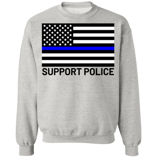 Support Police Blue Line American Flag Crewneck Sweatshirt