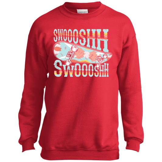 Swoosh Swoosh Skateboard Skateboarding Youth Crewneck Sweatshirt