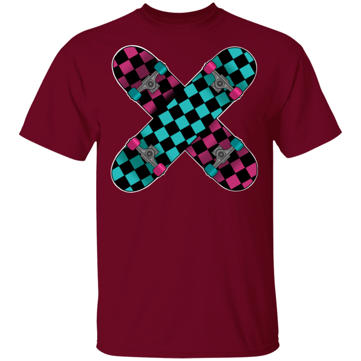 Retro 80's Checkered Skateboards Skateboarding T-Shirt