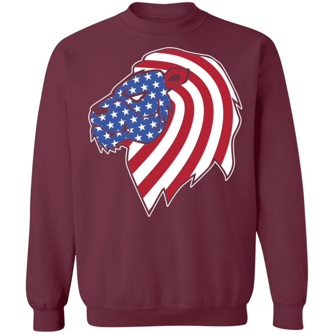 Lion American Flag USA Crewneck Sweatshirt