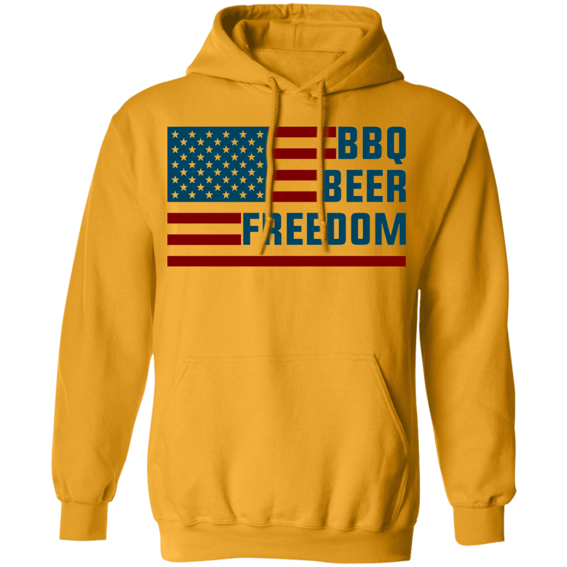 BBQ Beer Freedom American Flag Pullover Hoodie
