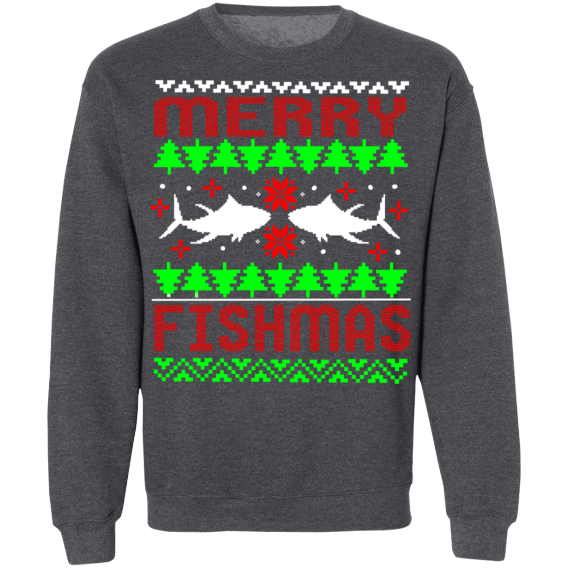 Merry Fishmas Saltwater Ugly Christmas Crewneck Sweatshirt