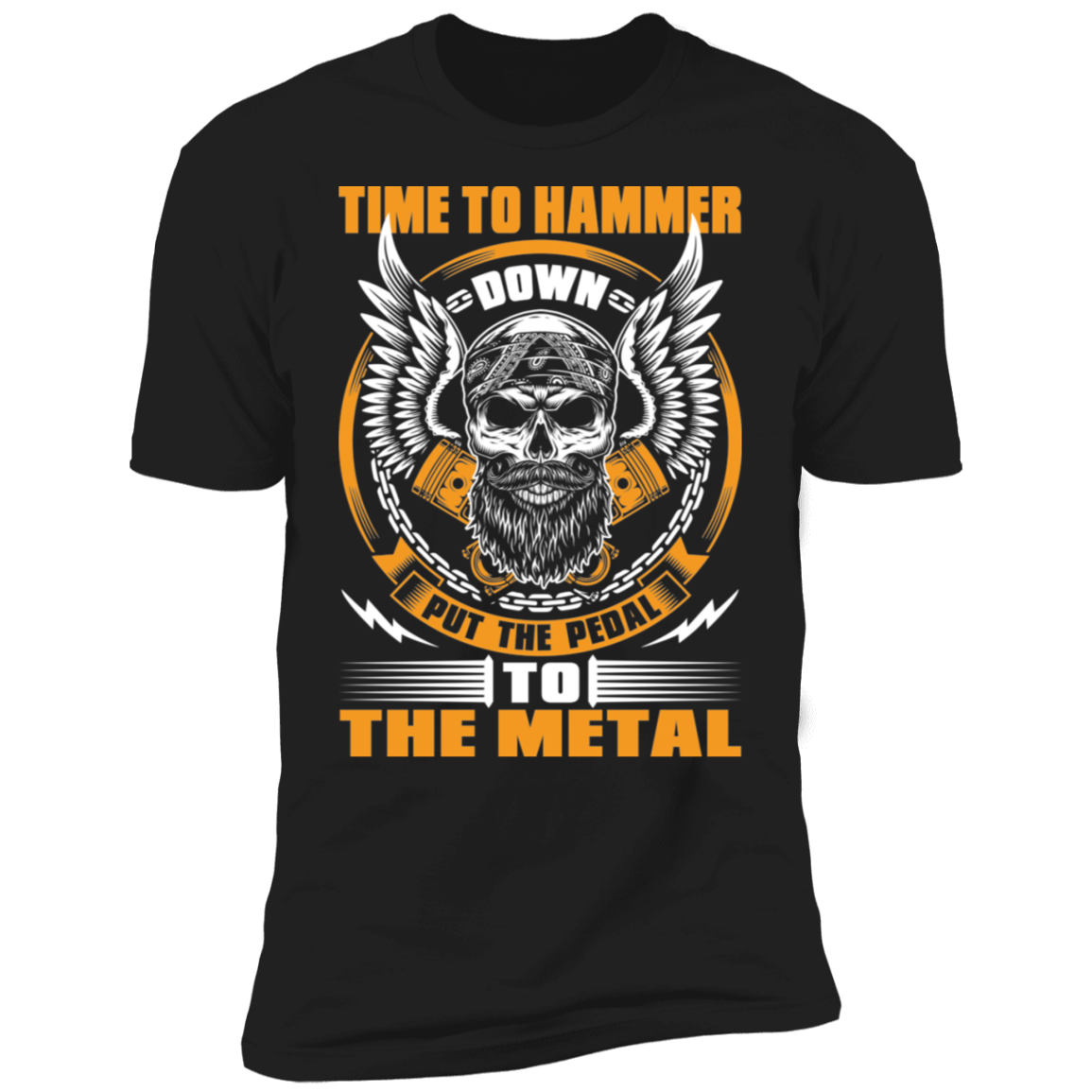 Hammer Down Pedal to the Metal Bearded Piston Skull Premium Short Sleeve T-Shirt