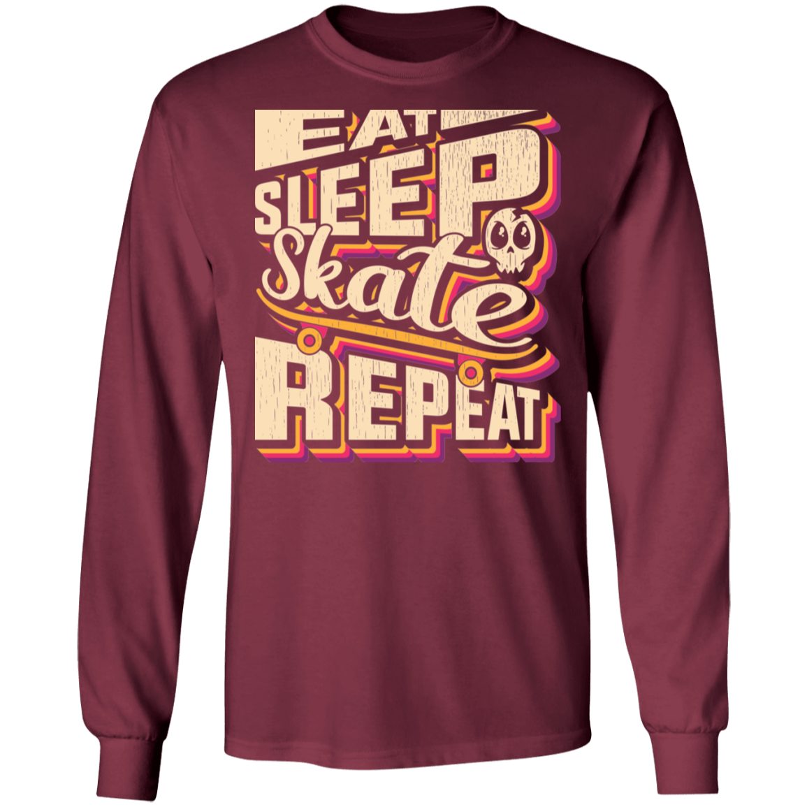 Eat Sleep Skate Repeat Skateboarding Long Sleeve T-Shirt
