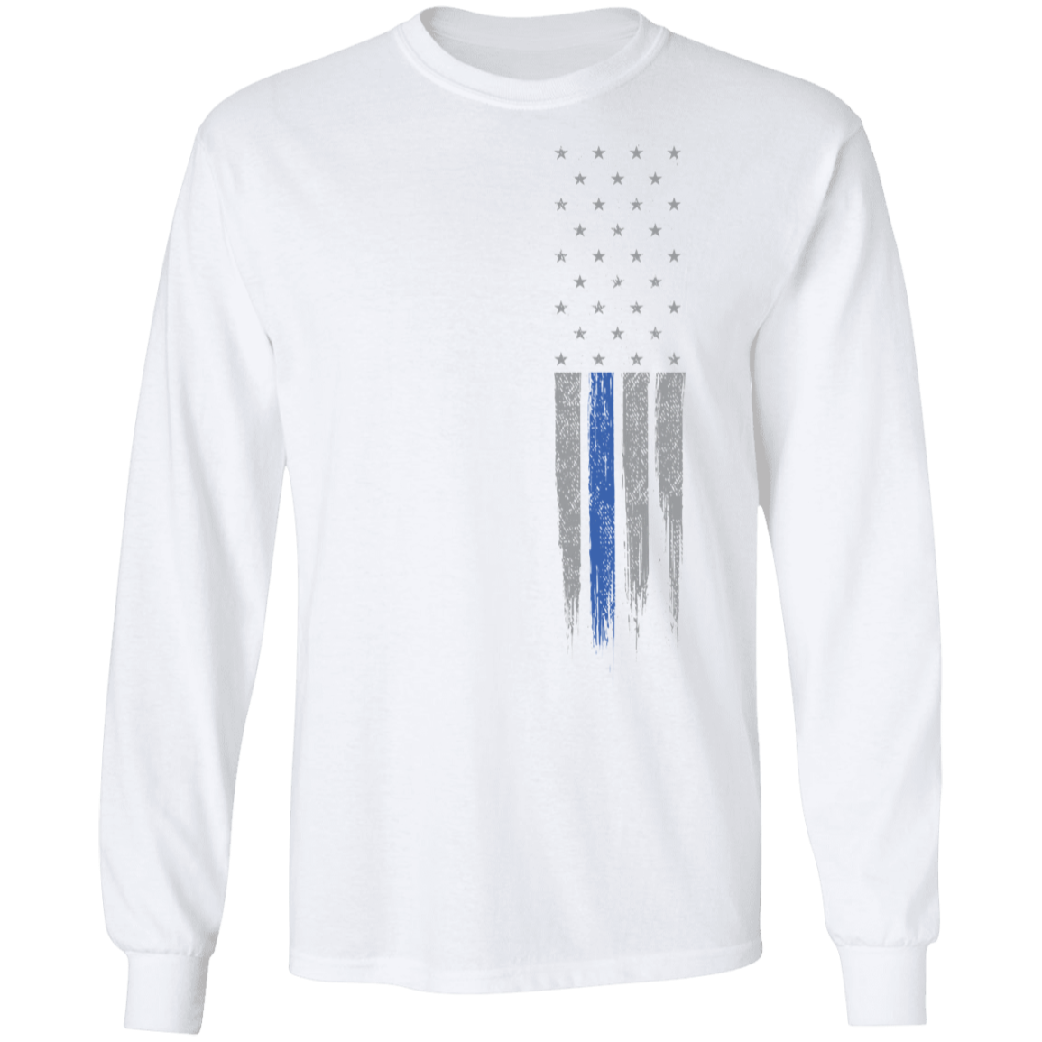 Police Officer Thin Blue Line American Flag Long Sleeve T-Shirt