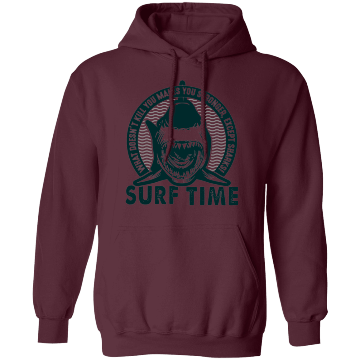 Surf Time Surfing Funny Shark Pullover Hoodie