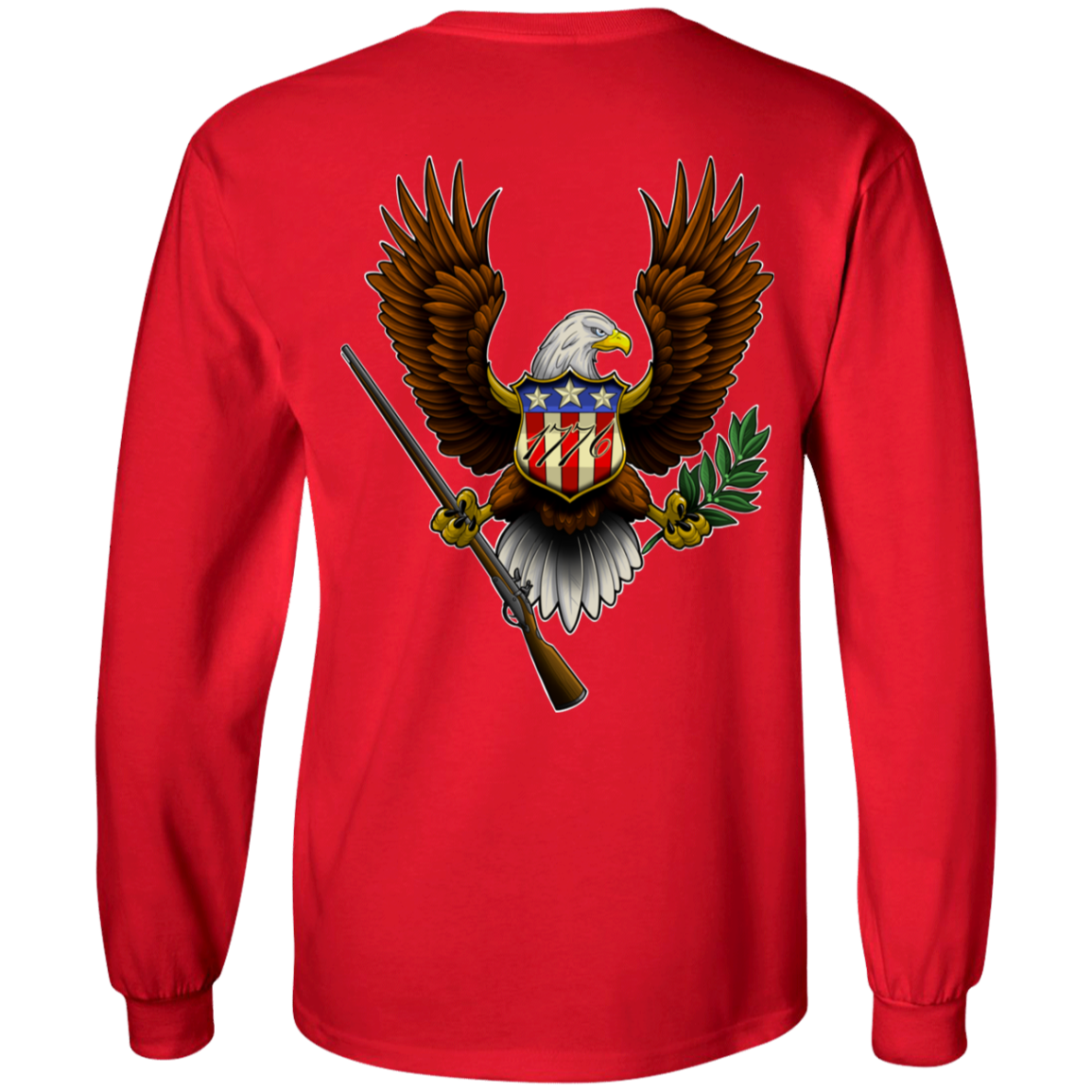 1776 American Bald Eagle Double Sided Long Sleeve T-Shirt