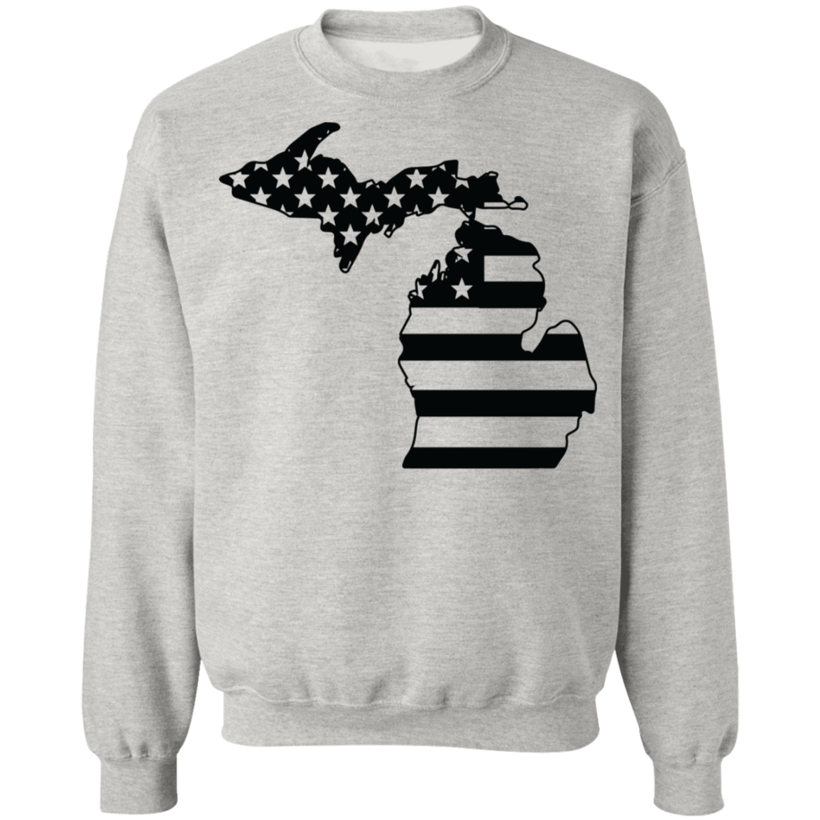 Michigan State American Flag USA Crewneck  Sweatshirt
