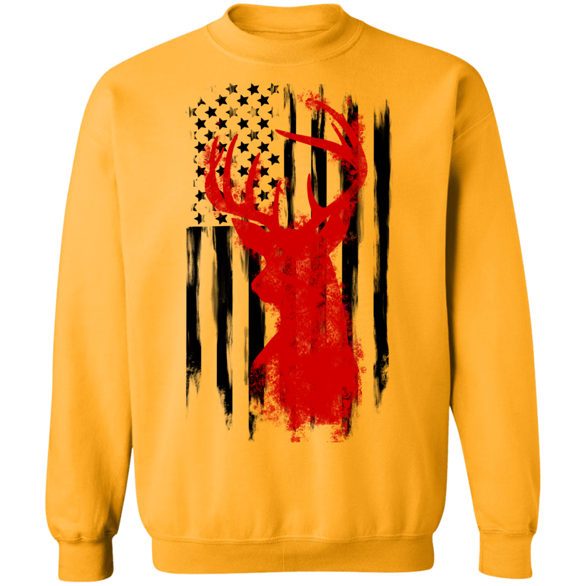 American Flag Hunting Deer Crewneck Sweatshirt
