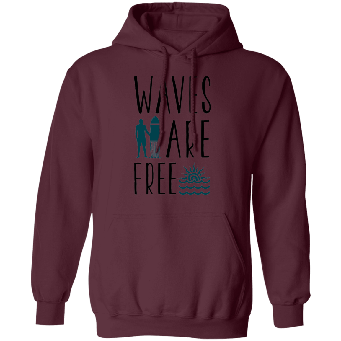 Waves Are Free Surfing Pullover Hoodie