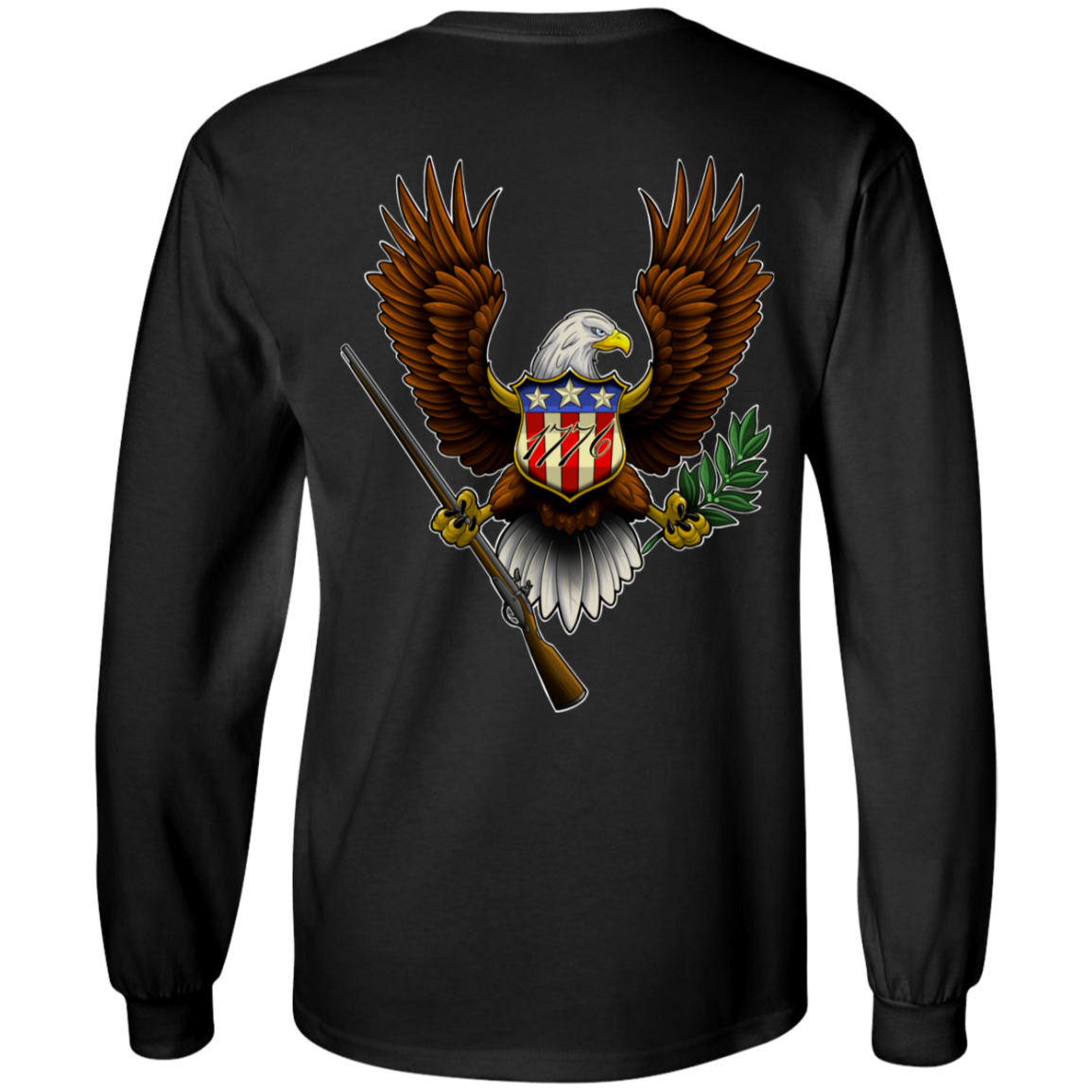 We the People American Bald Eagle 1776 Double Sided Long Sleeve T-Shirt