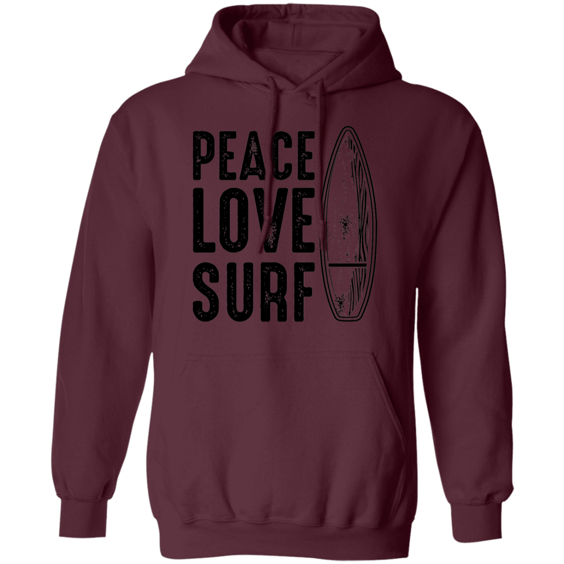 Peace Love Surf Ocean Beach Pullover Hoodie