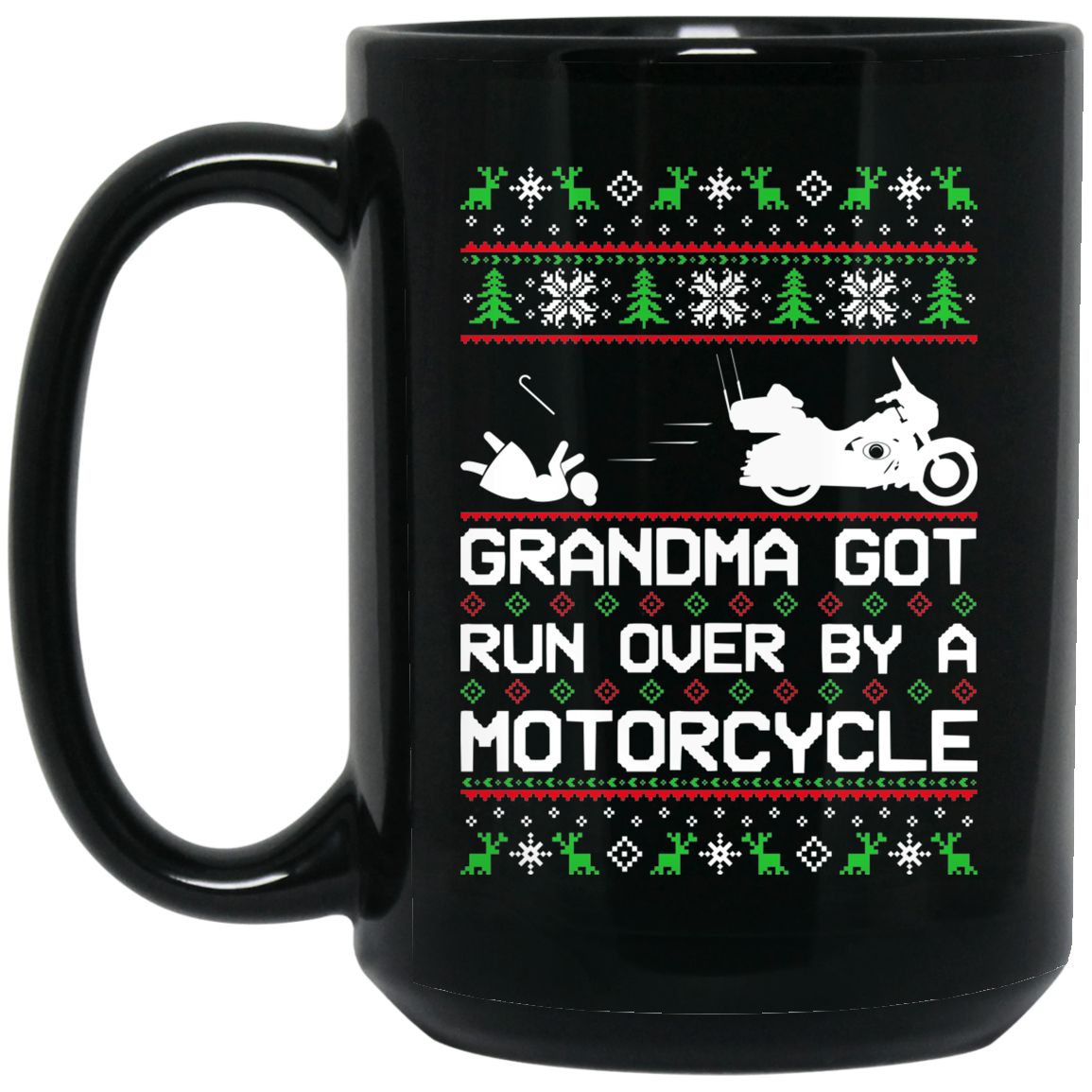 Wheel Spin Addict Motorcycle Christmas 15 oz. Black Mug