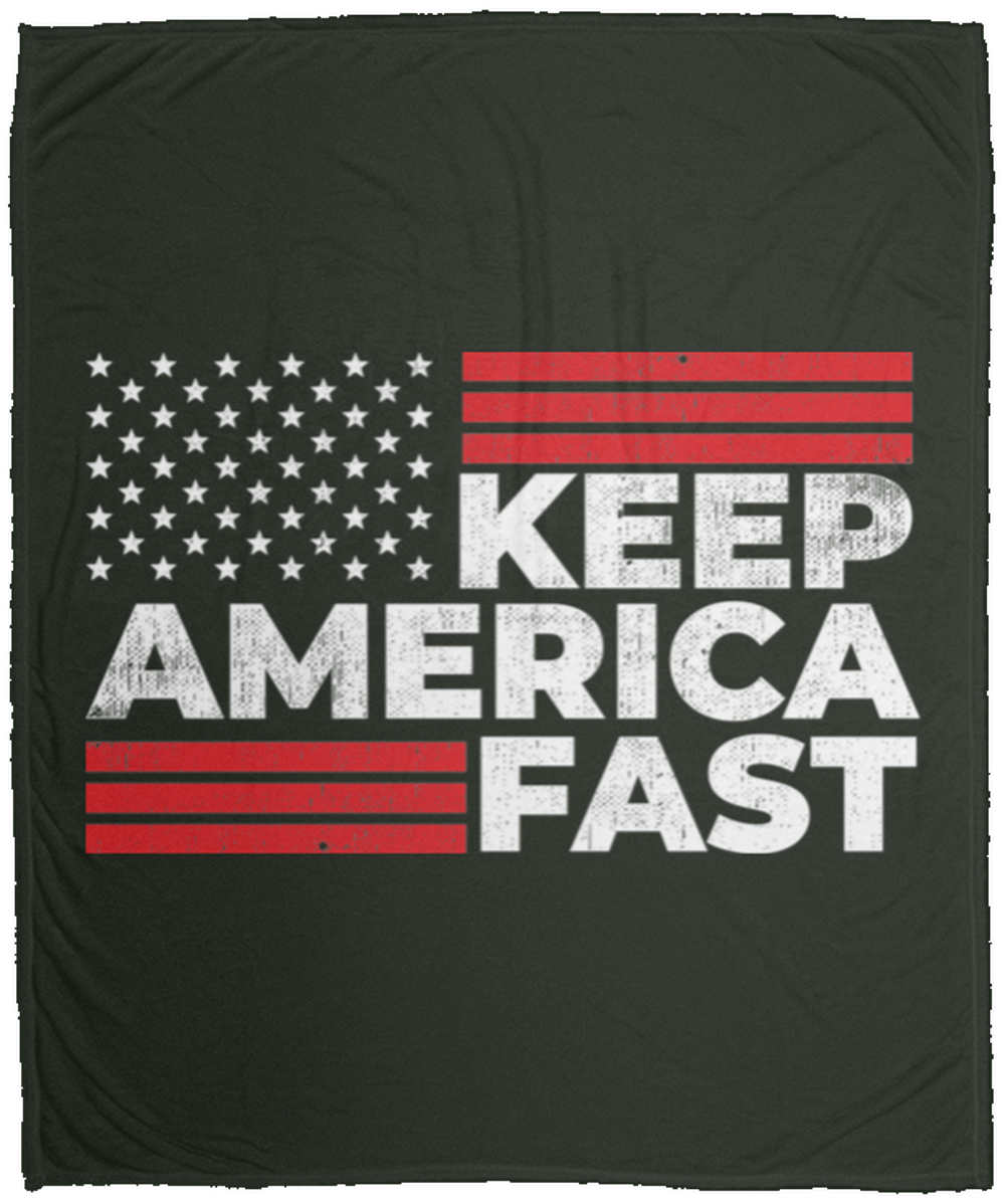 Keep America Fast American Flag Racing Fleece Blanket - 50x60