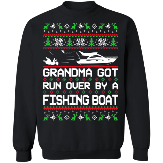 Boat Ugly Christmas Grandma Got Run Over Crewneck Sweatshirt