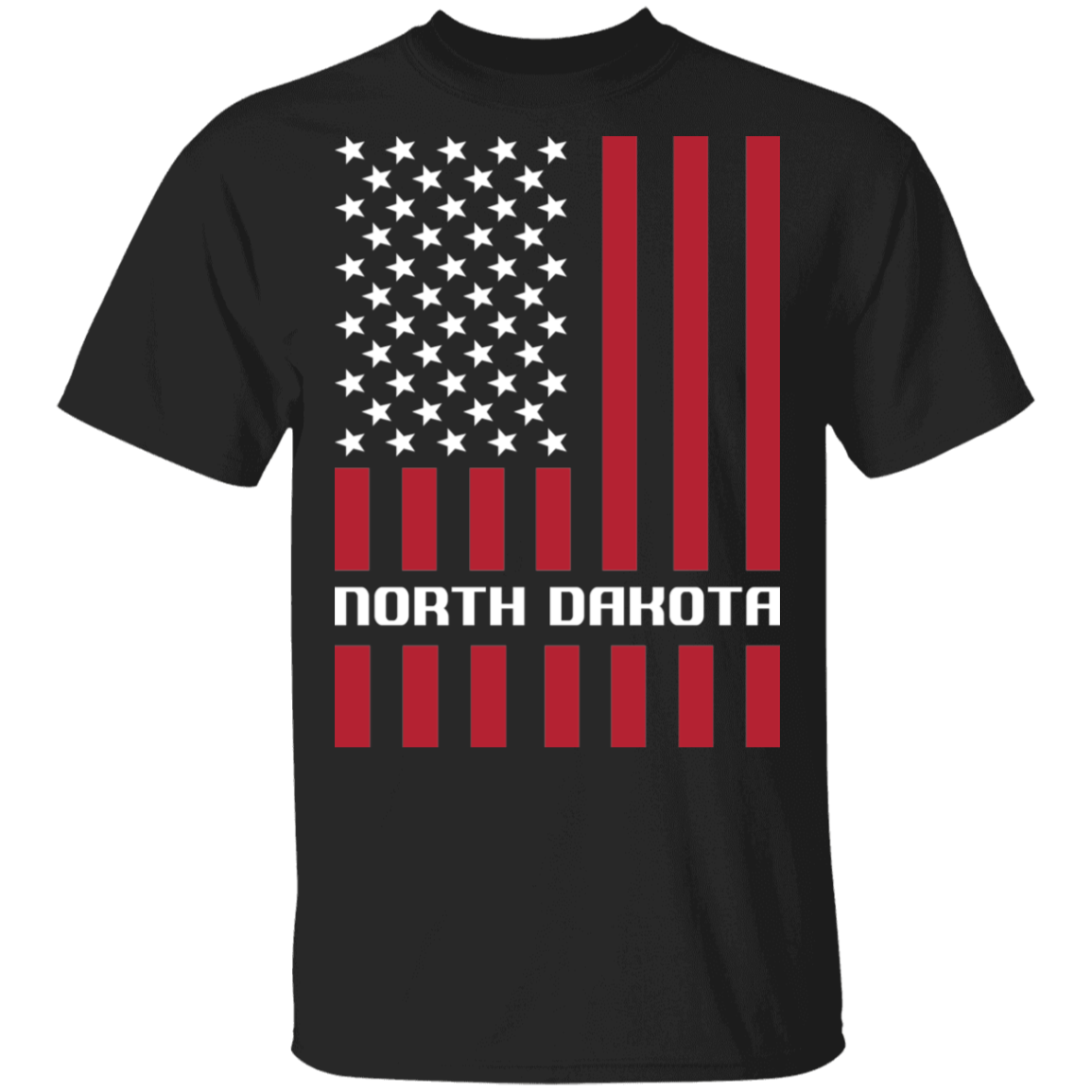 North Dakota ND American Flag USA T-Shirt