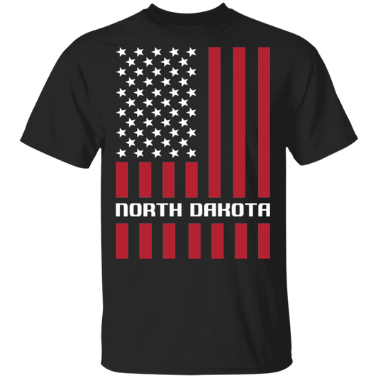 North Dakota ND American Flag USA T-Shirt