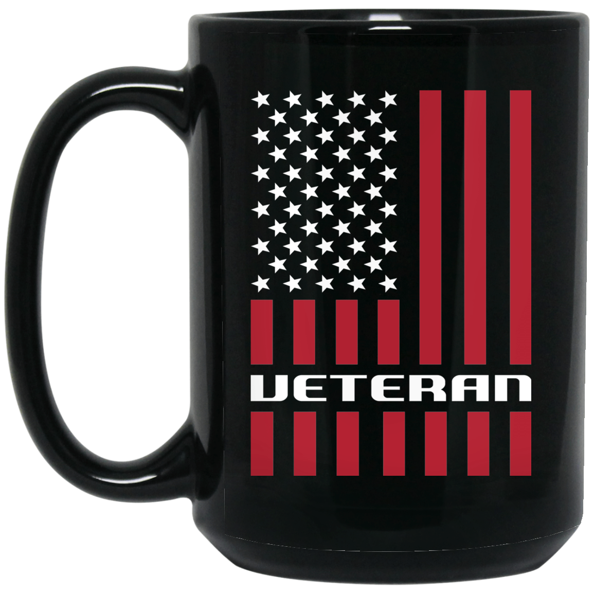 Wheel Spin Addict 15 oz Mug, Veteran American Flag Black Mug