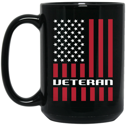 Wheel Spin Addict 15 oz Mug, Veteran American Flag Black Mug