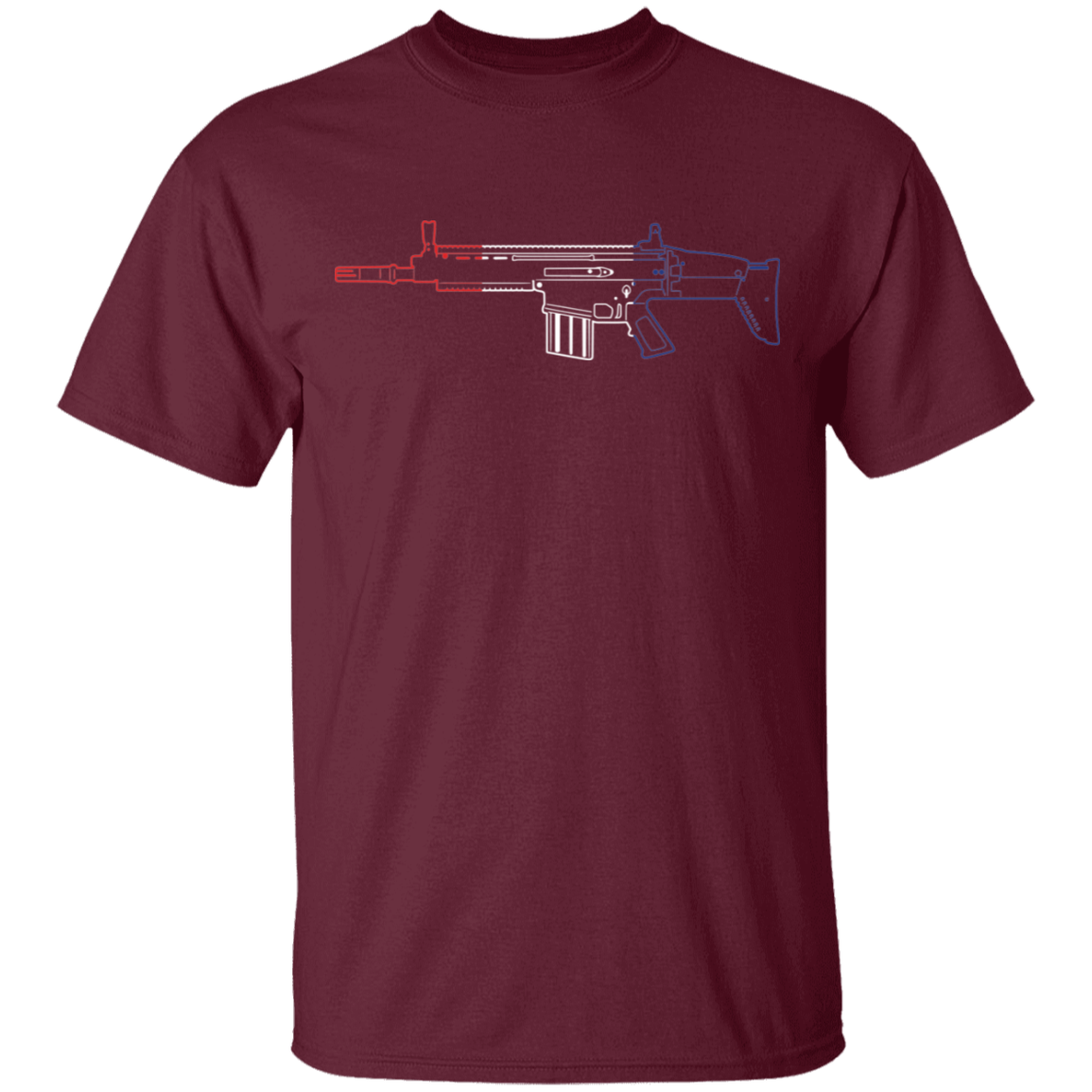 Scar Firearm Rifle Red White Blue T-Shirt